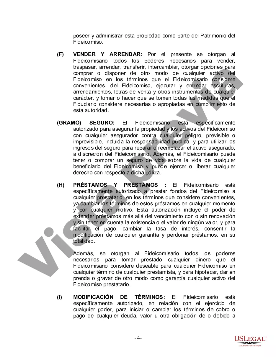Preview Fideicomiso en vida para individuos solteros, divorciados o viudos (o viudos) sin hijos