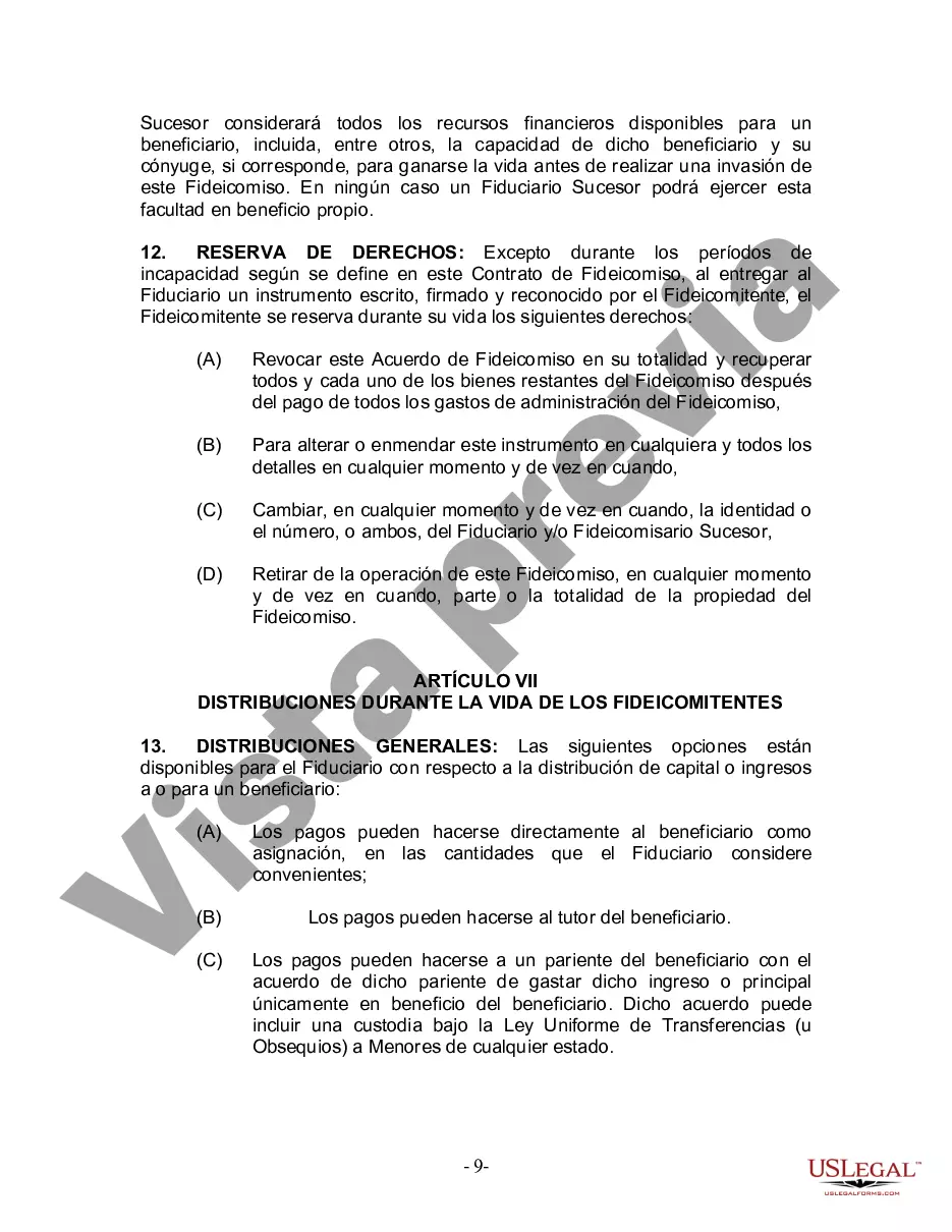 Preview Fideicomiso en vida para esposo y esposa con un hijo