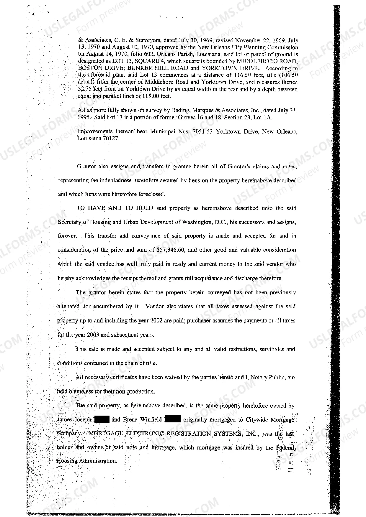 Preview Foreclosed Mortgagee Sale to Third Party