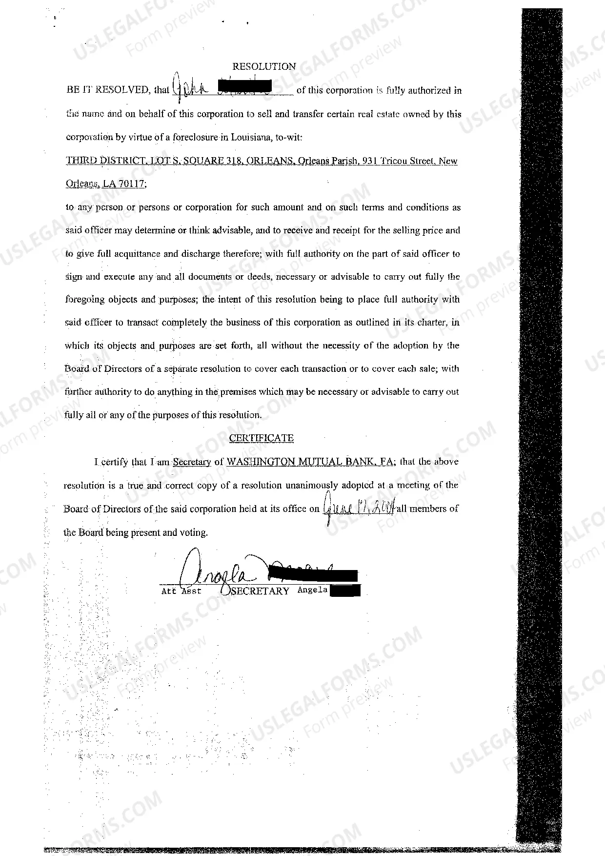 Preview Foreclosed Mortgagee Sale to Third Party with Written Contract of Authority to Sell