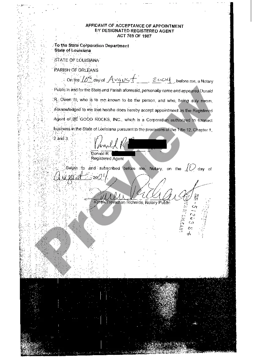 Preview Articles Of Incorporation, Initial Report, and Affidavit of Acceptance of Agency for Service of Process Appointment