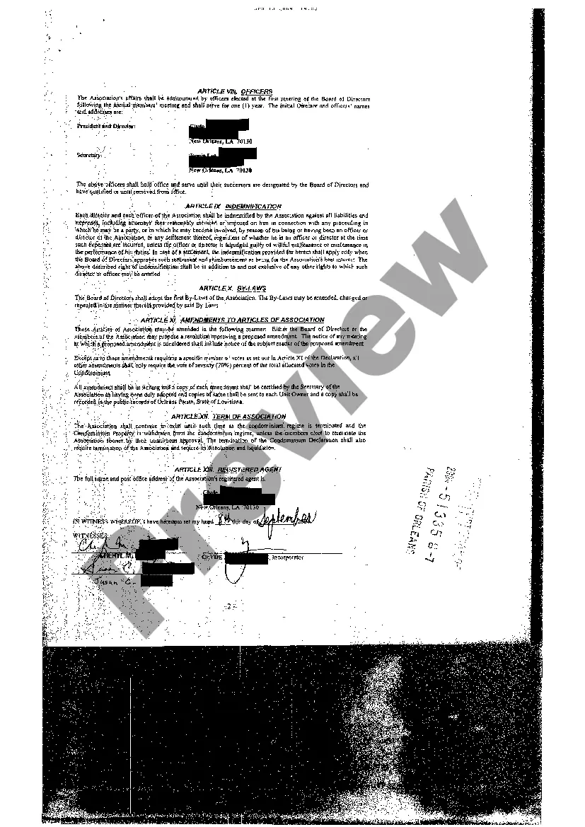 Preview Articles Of Incorporation, Affidavit of Acceptance of Agency for Service of Process Appointment