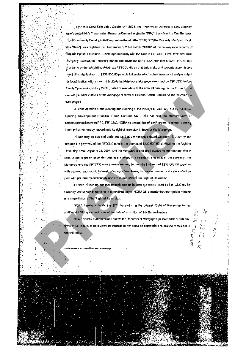 Preview Subordination Of Right Of Reversion