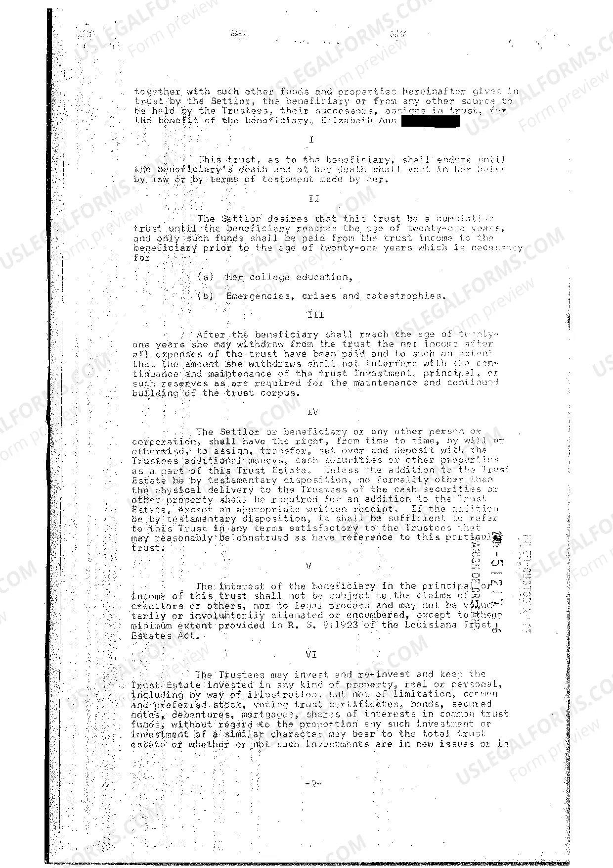 Preview Trust Agreement