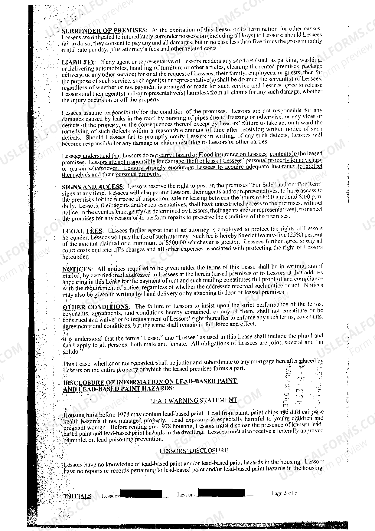 New Orleans Louisiana Lease Agreement US Legal Forms