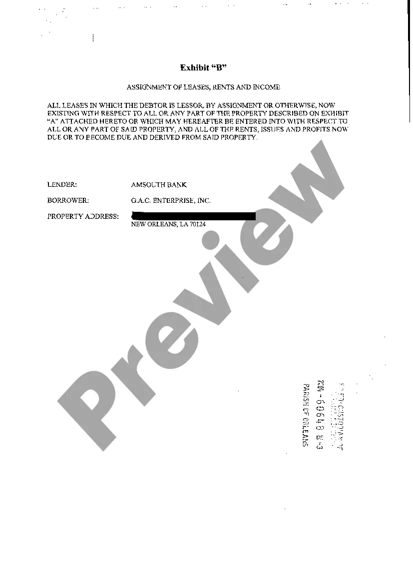 Preview Assignment Of Lease, Rents and Income