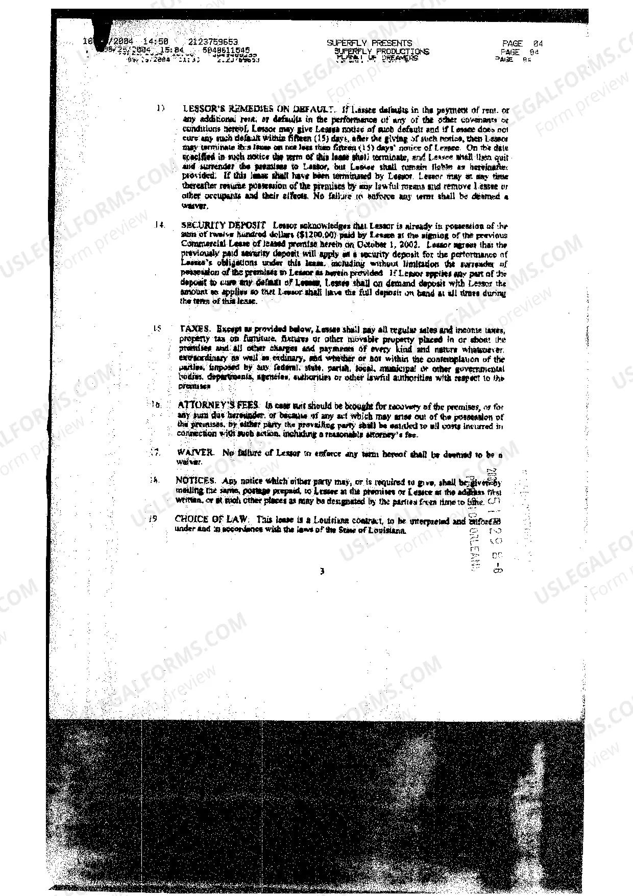 Preview Sample Commercial Lease