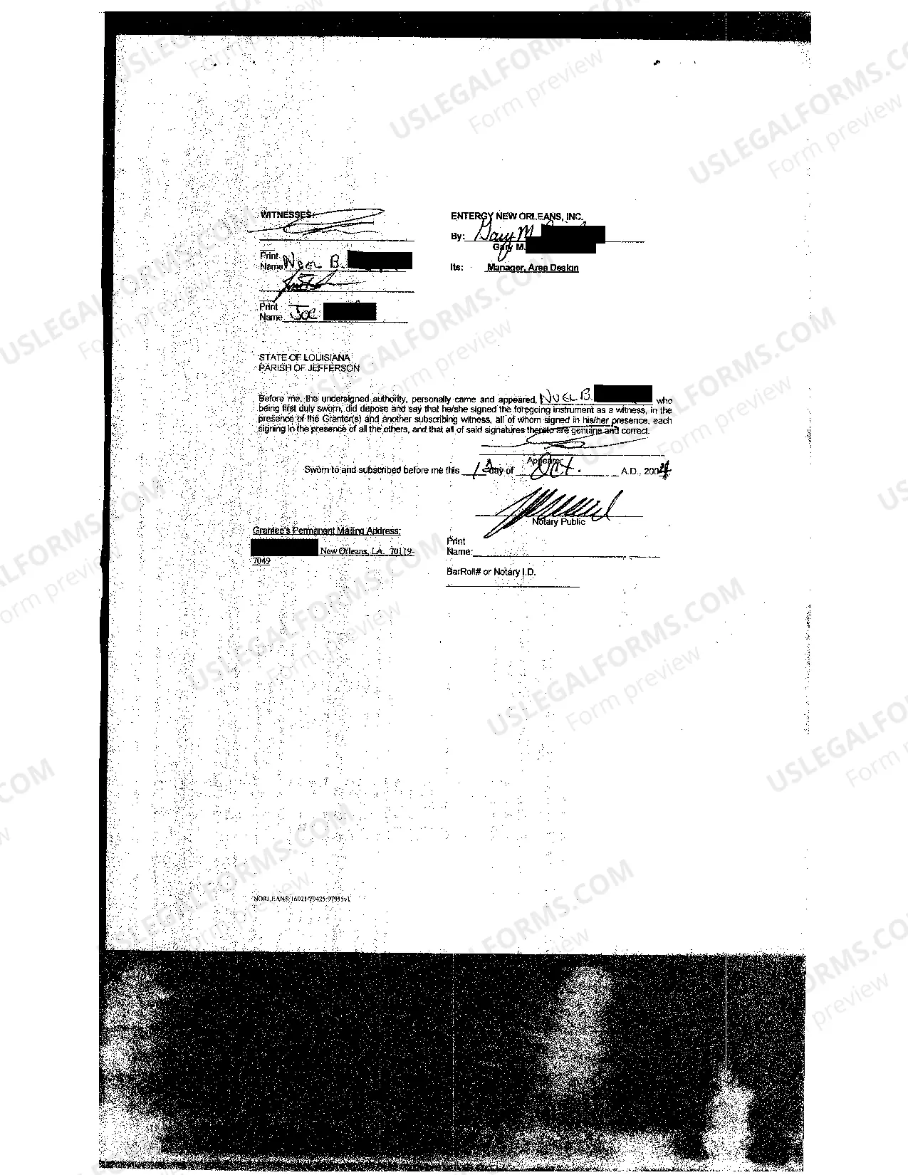 Preview Electric Servitude and Vault Agreement