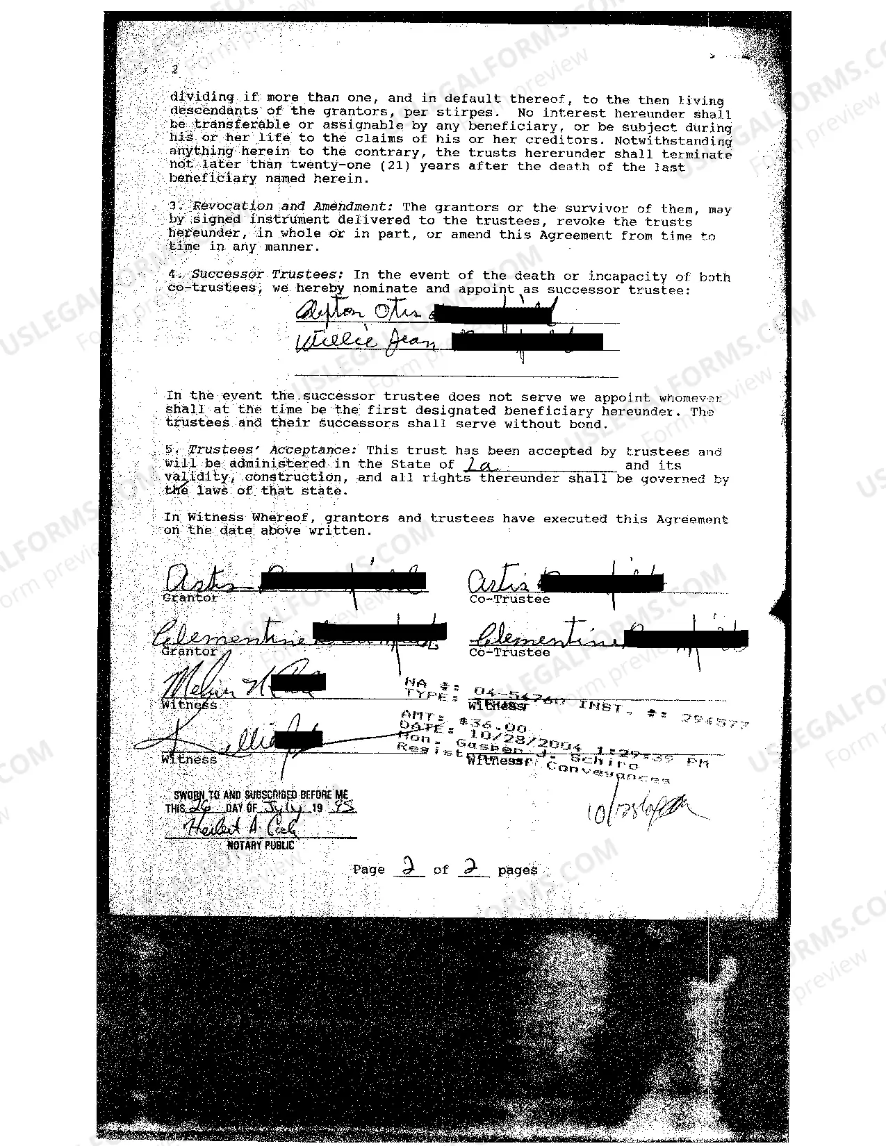 Preview Living Trust Agreement