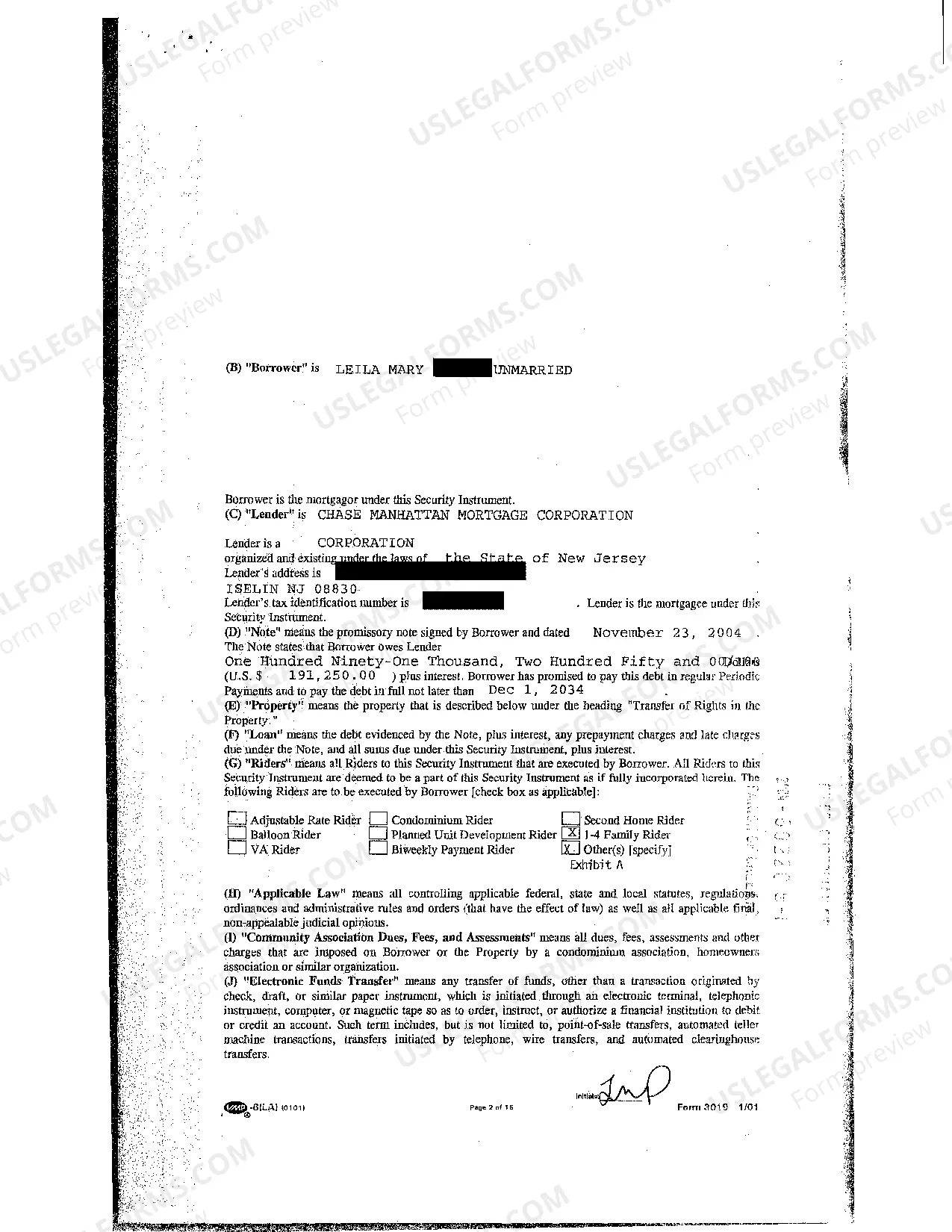 Preview Sample Mortgage