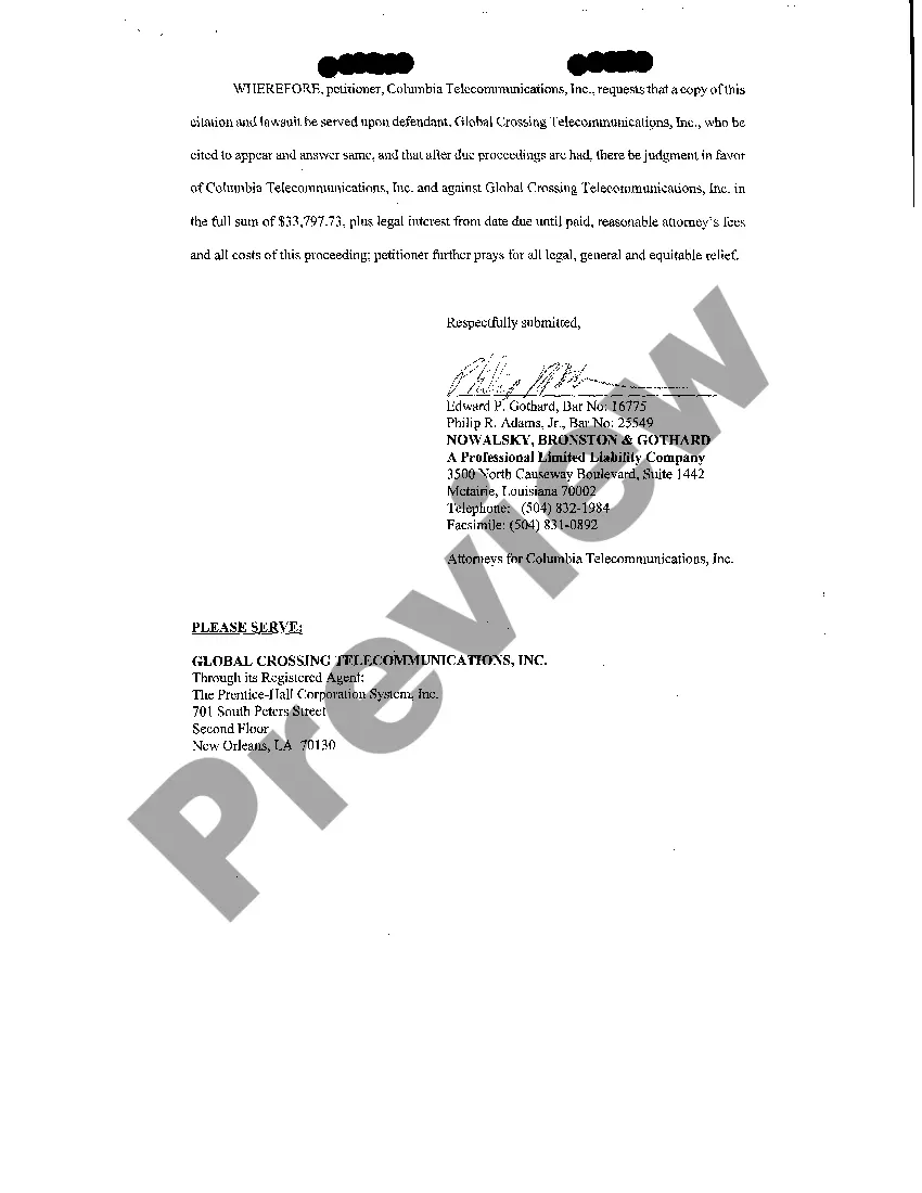 Preview Sample Petition On Open Account