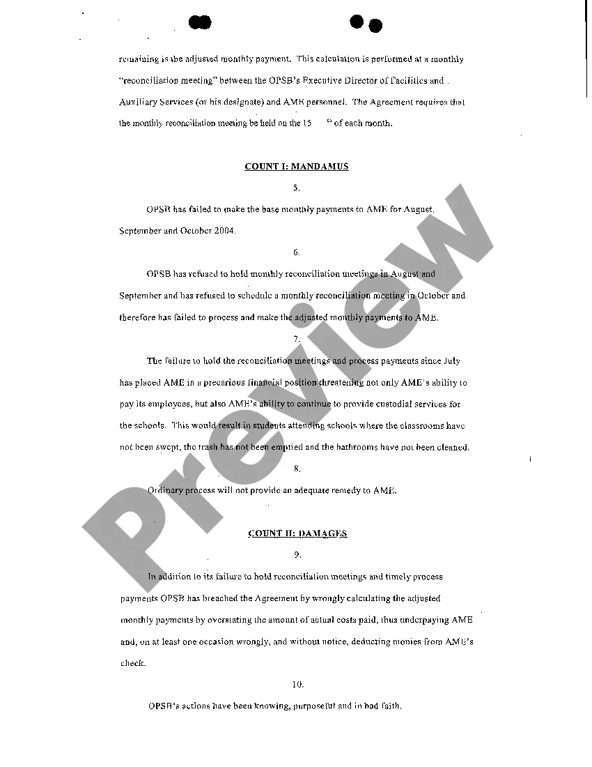 Preview Petition For Writ Of Mandamus And For Damages