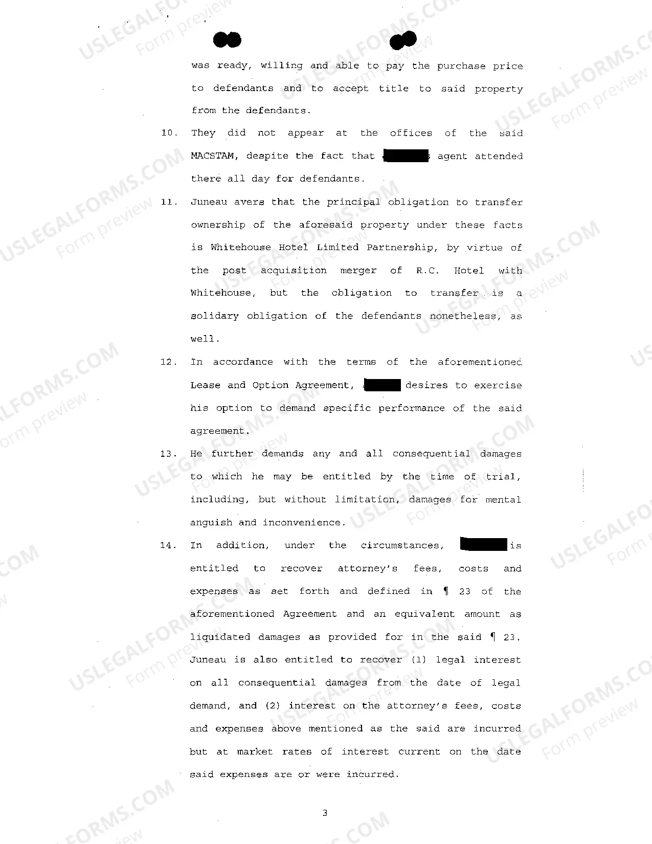 Preview Petition For Specific Performance Of Contract To Sell Realty