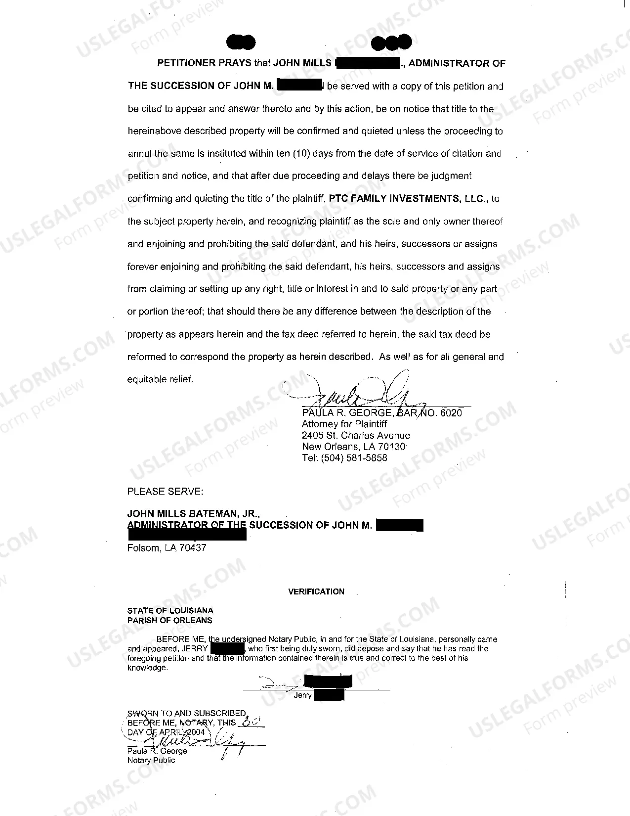 Preview Sample Petition To Quiet Tax Title