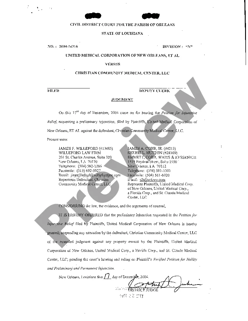 Get Verified Petition For Nullity And For Preliminary And Permanent Injunction Preview Verified Petition For Nullity And For Preliminary And Permanent Injunction