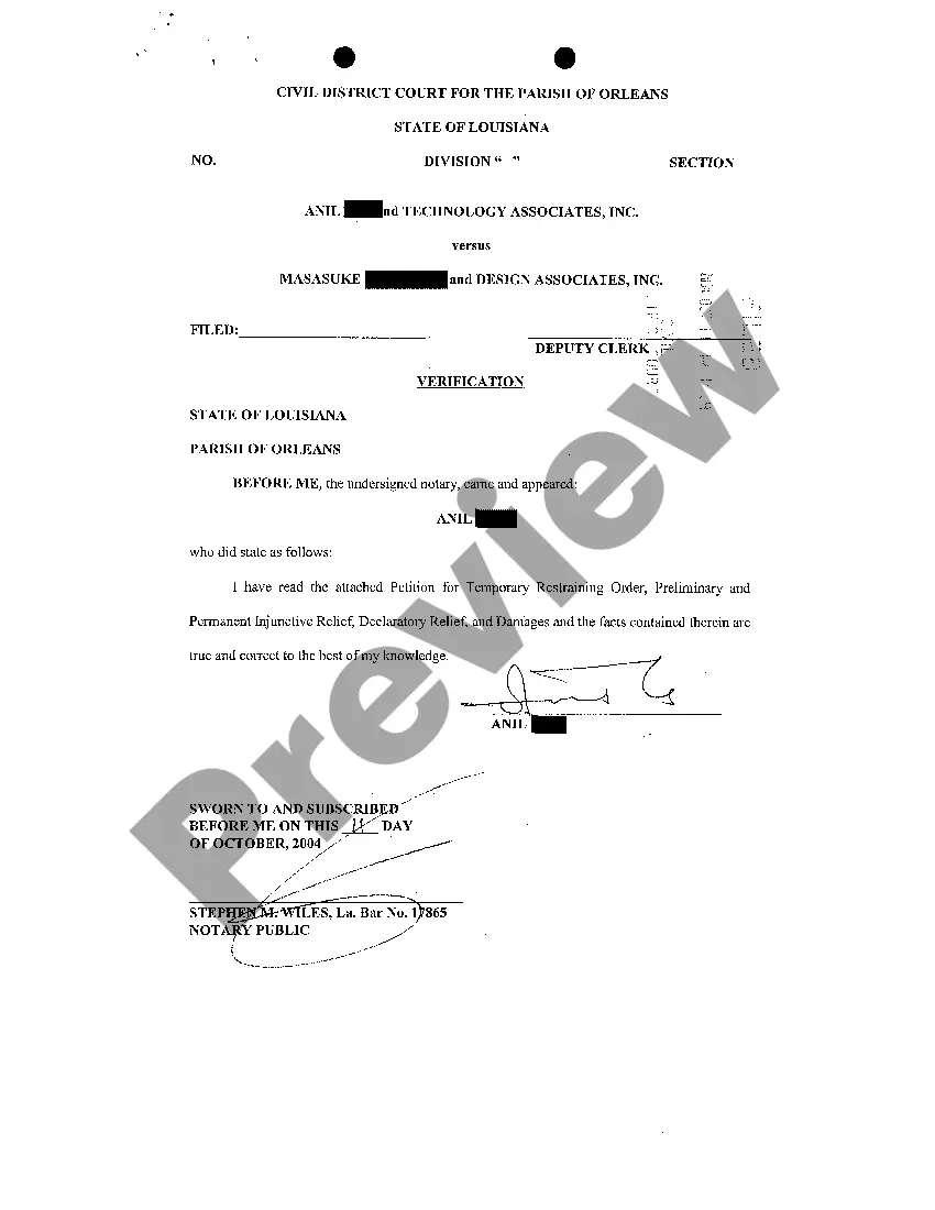 Preview Petition For Temporary Restraining Order, Preliminary and Permanent Injunction, Declaratory Relief, And Damages