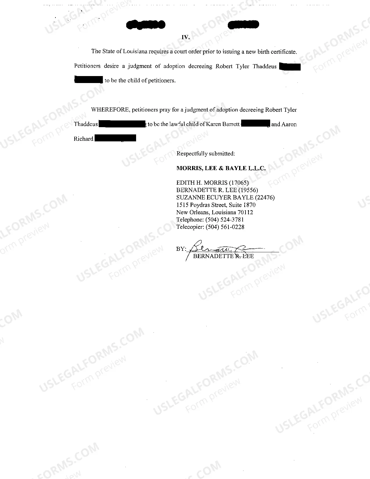 Preview Petition For Judgment Of Adoption Based On Notarial Act Of Adoption