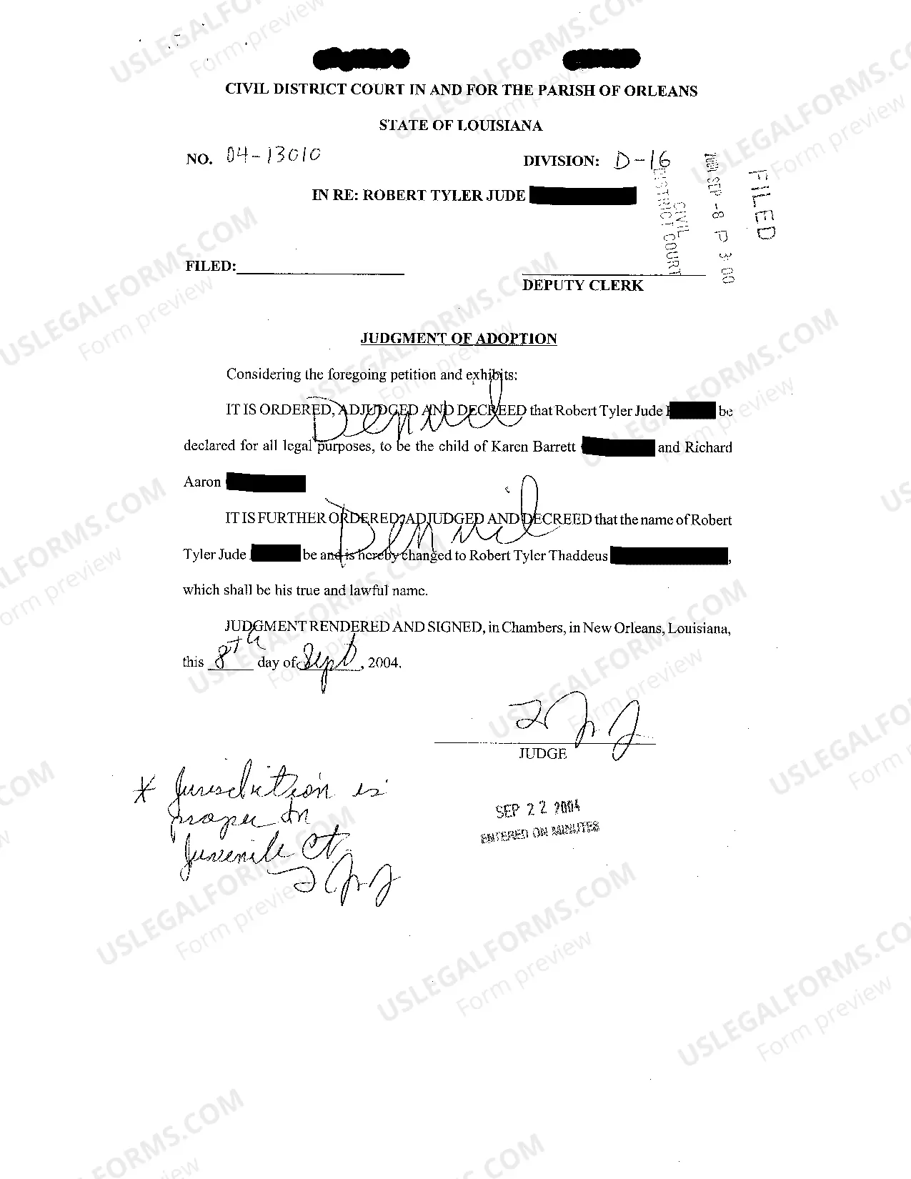 Preview Petition For Judgment Of Adoption Based On Notarial Act Of Adoption