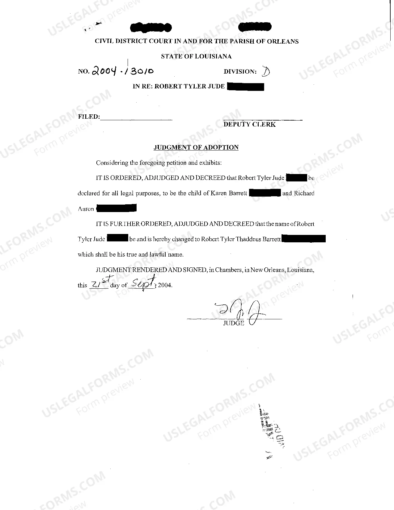 Preview Petition For Judgment Of Adoption Based On Notarial Act Of Adoption