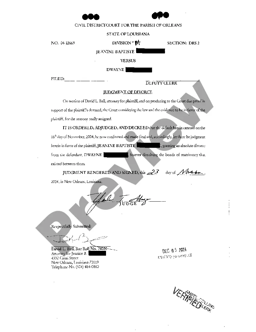 Get Petition For Divorce Based Upon LSA C.C ART. 103(3) And Sole Custody Preview Petition For Divorce Based Upon LSA C.C ART. 103(3) And Sole Custody