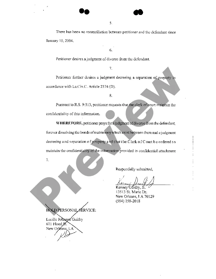 Preview Petition For Divorce