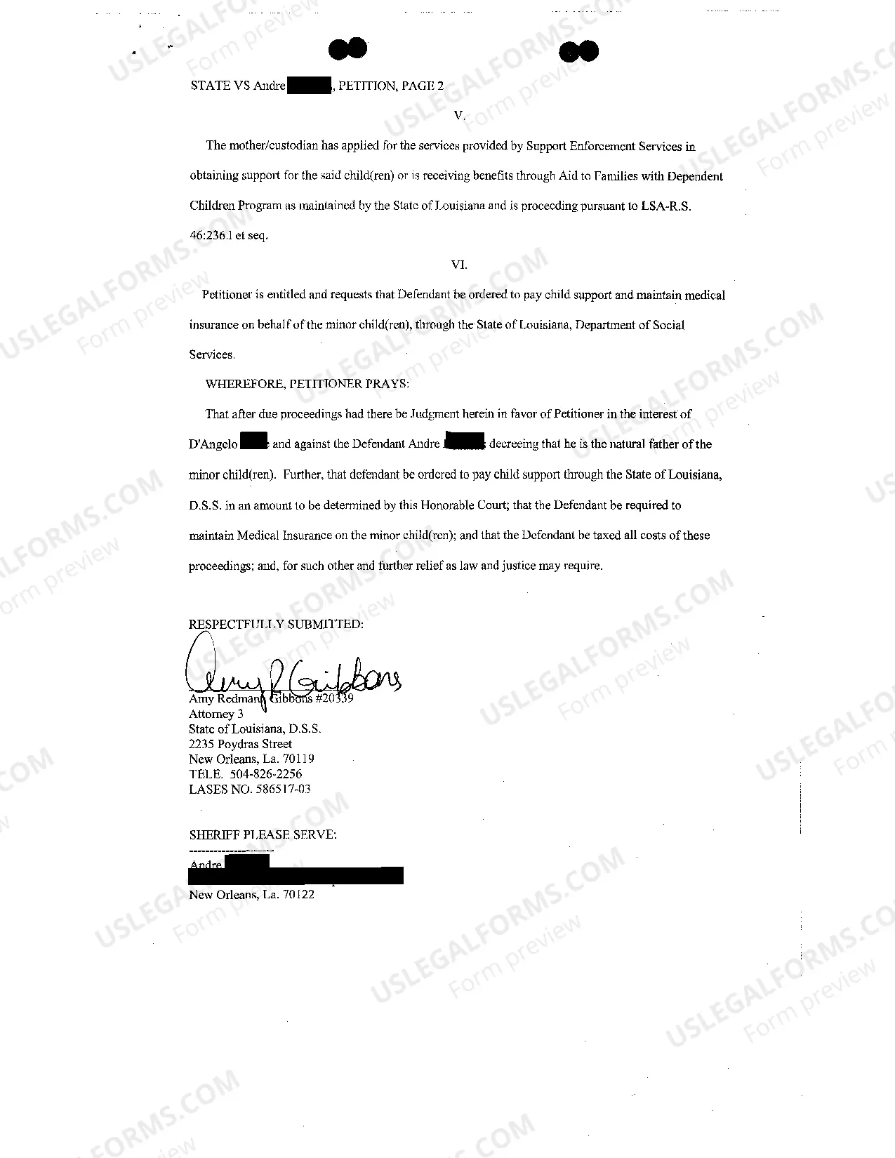 Preview Petition To Establish Paternity And Support Obligations with Notice of Filing Blood Test Results