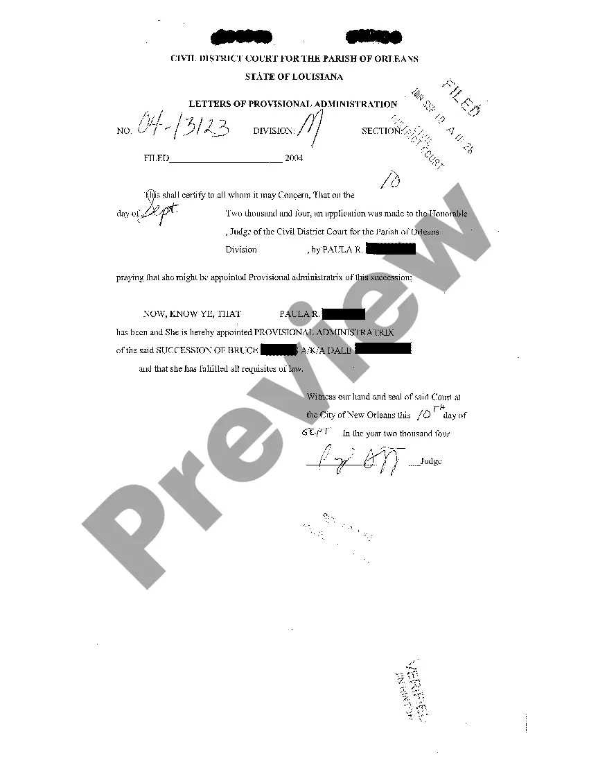 Preview Petition For Appointment Of Provisional Administrator