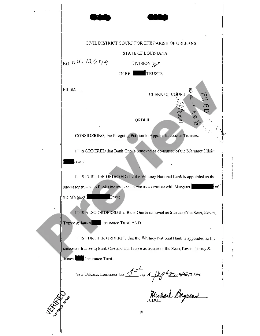 Preview Petition To Appoint Successor Trustees