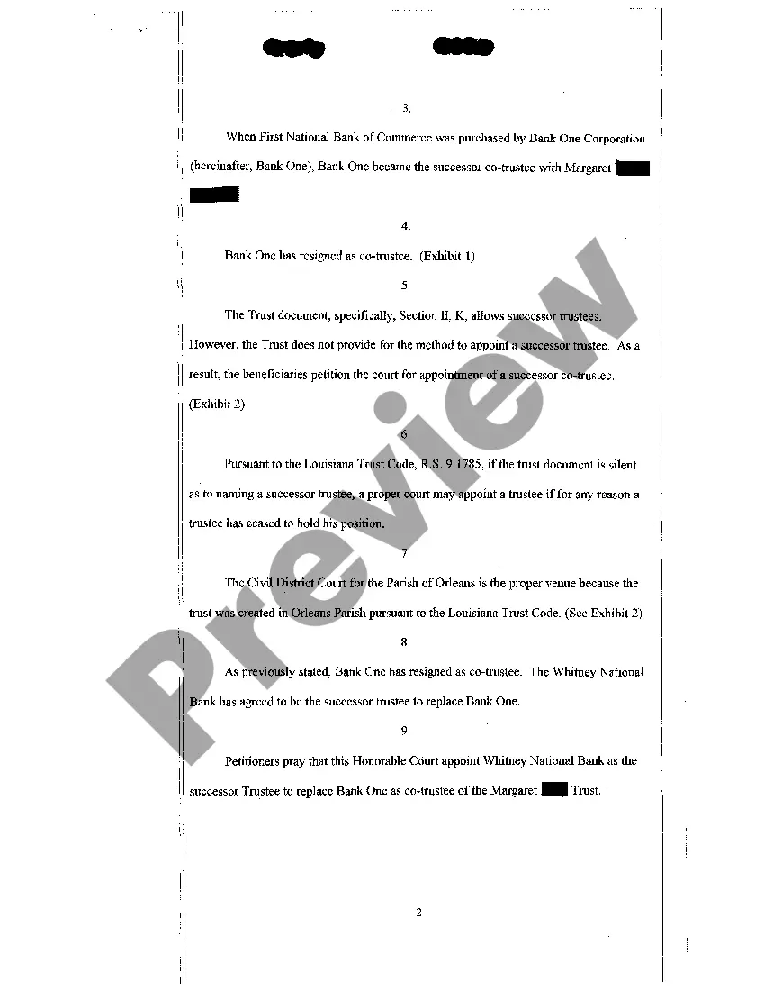 Preview Petition To Appoint Successor Trustees
