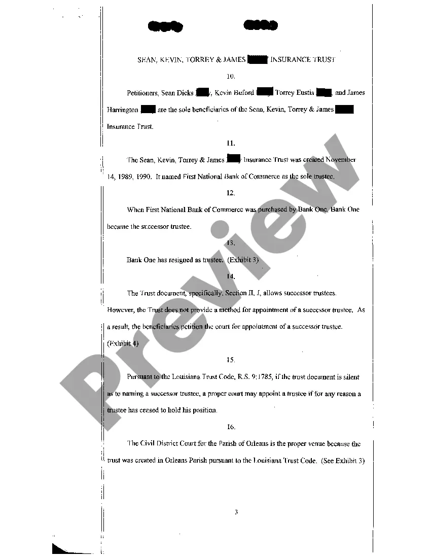 Preview Petition To Appoint Successor Trustees