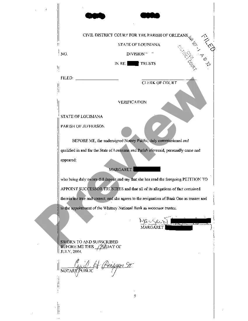 Preview Petition To Appoint Successor Trustees