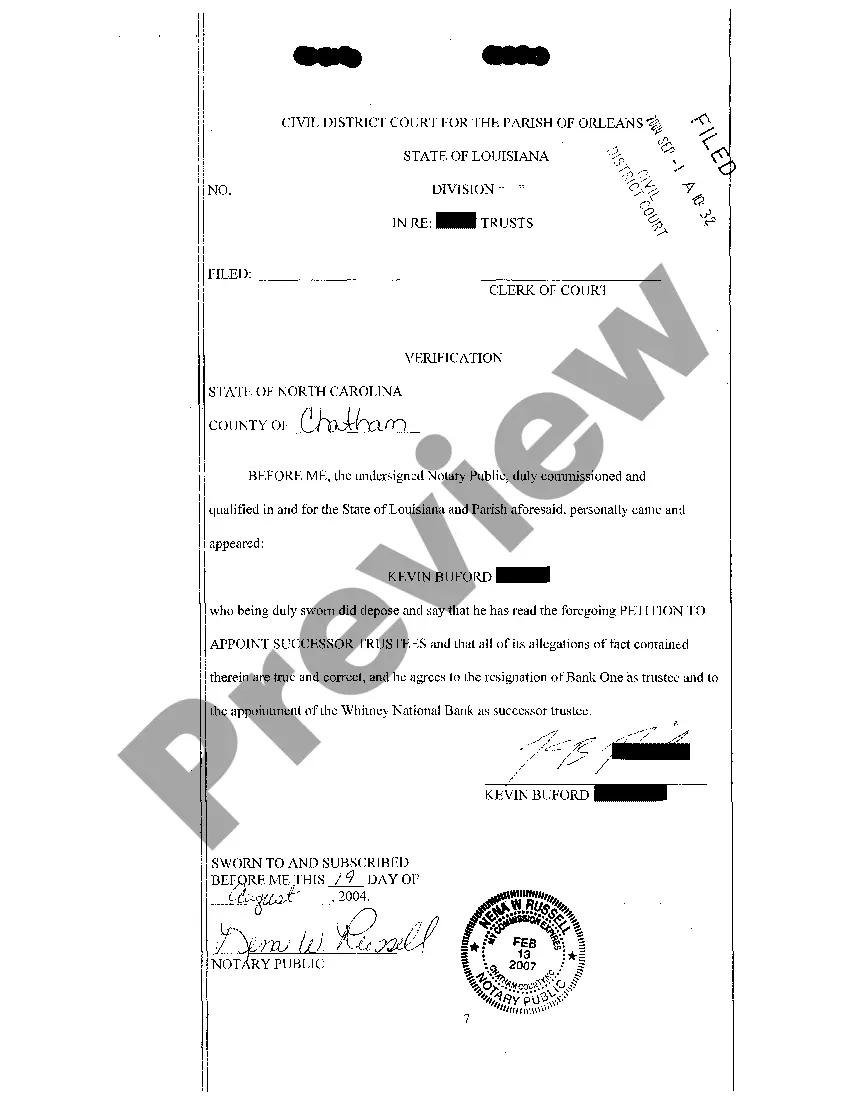 Preview Petition To Appoint Successor Trustees