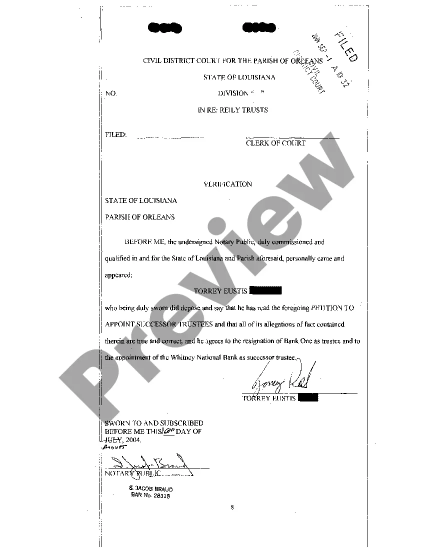 Preview Petition To Appoint Successor Trustees