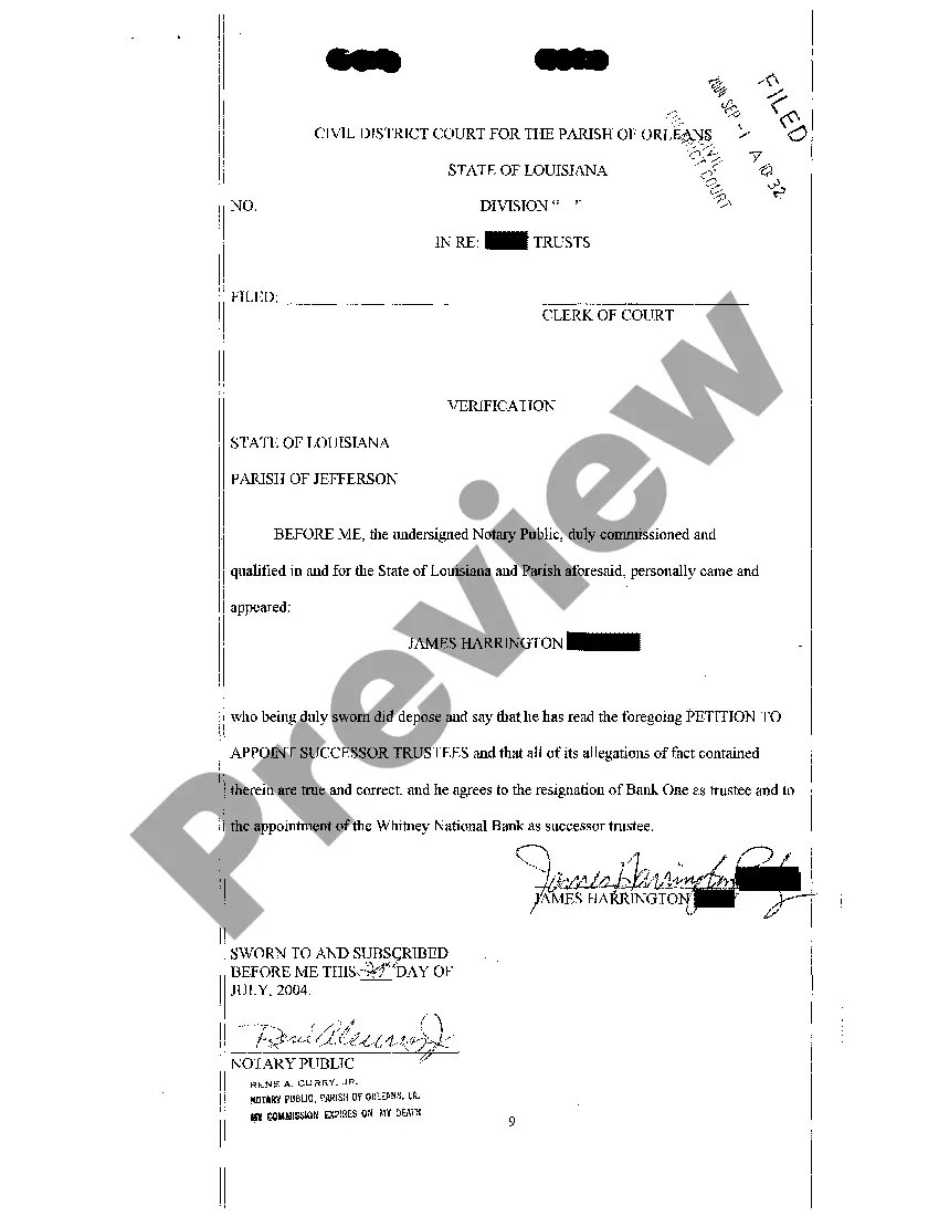 Preview Petition To Appoint Successor Trustees