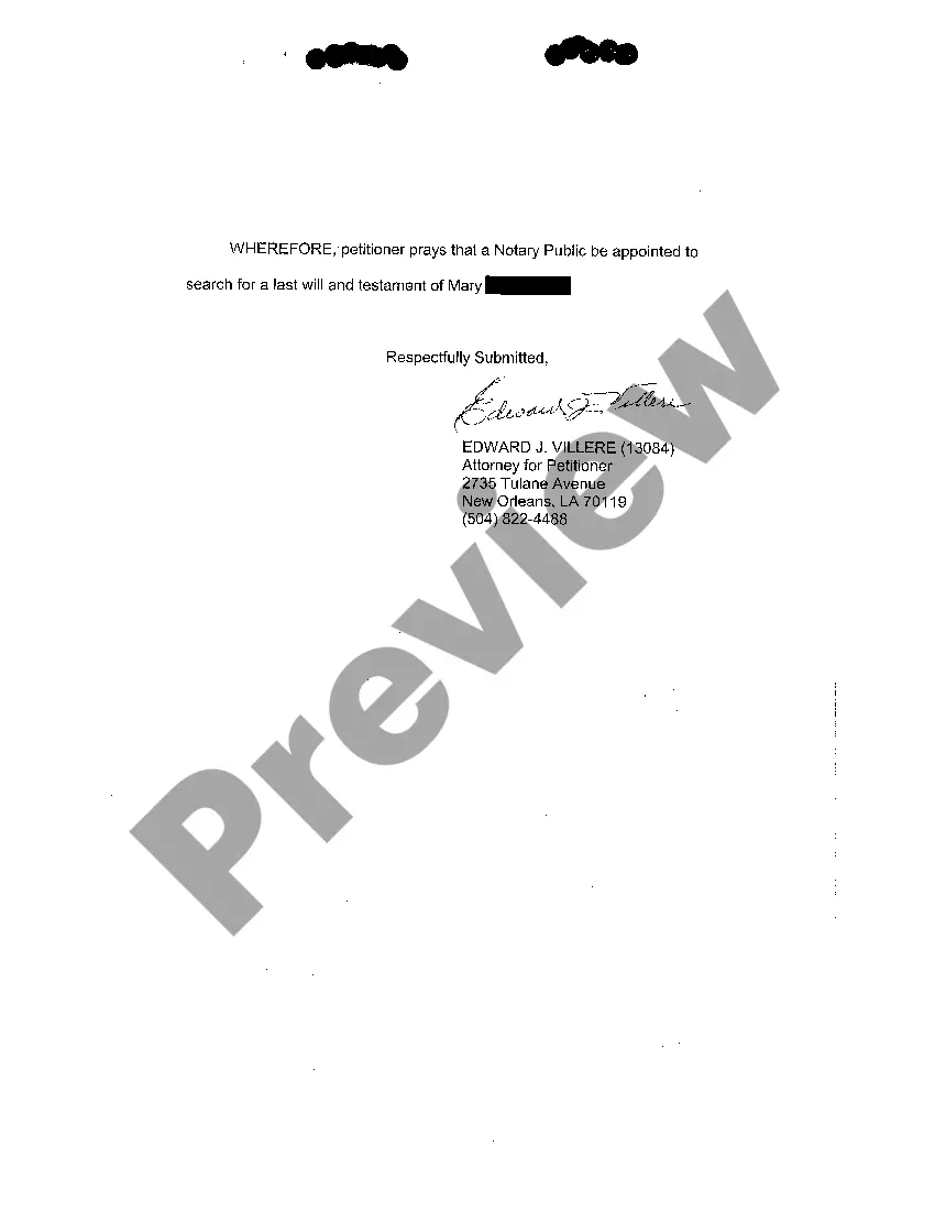 Preview Petition To Search For Will