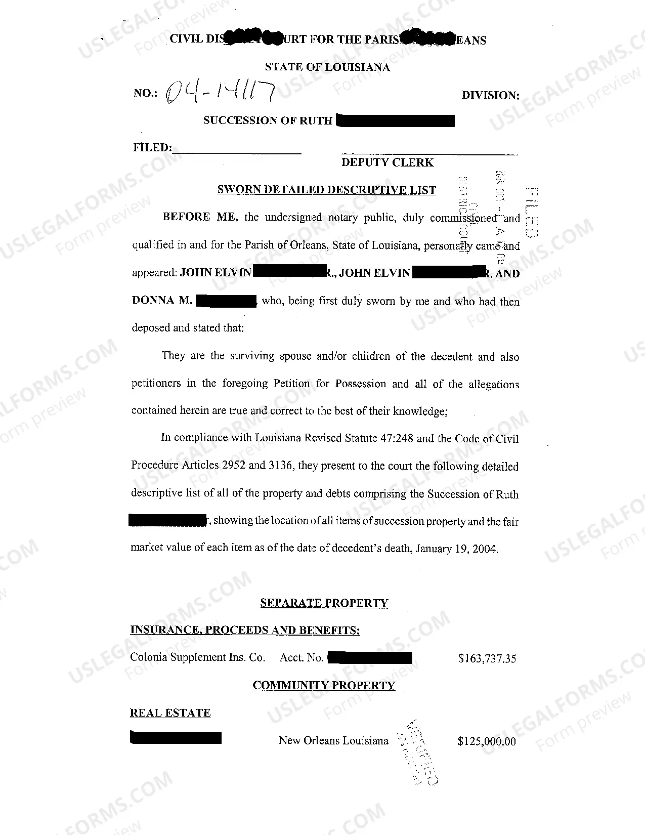 Preview Petition For Possession by Decedent's Heir