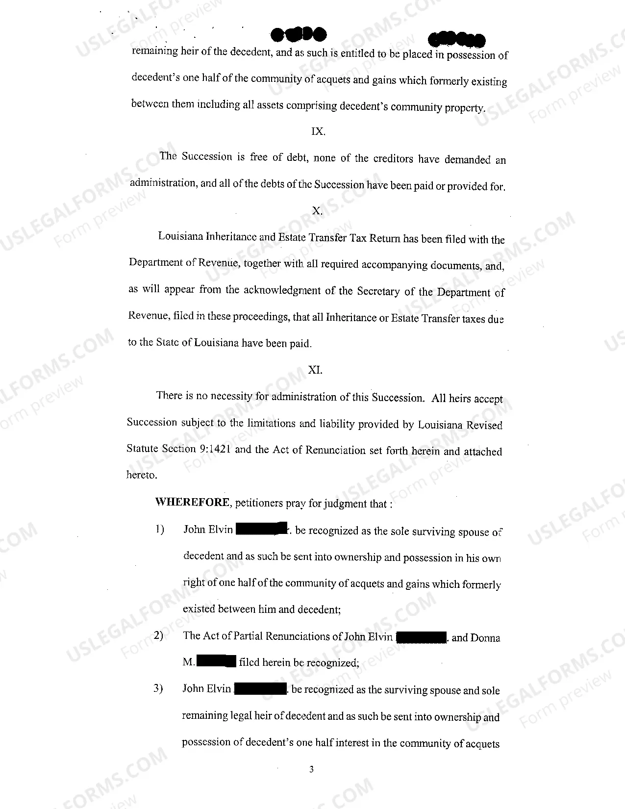 Preview Petition For Possession by Decedent's Heir