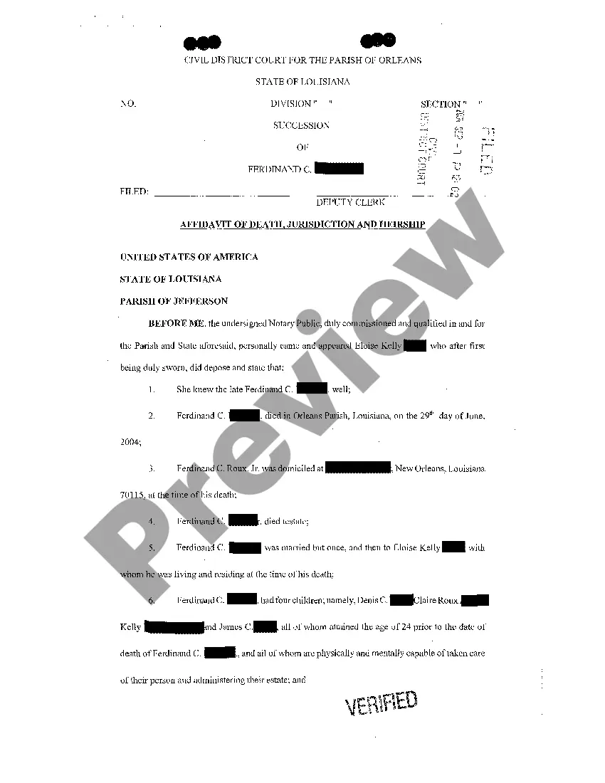 Preview Petition For Probate Of Olographic Testament, And For Possession