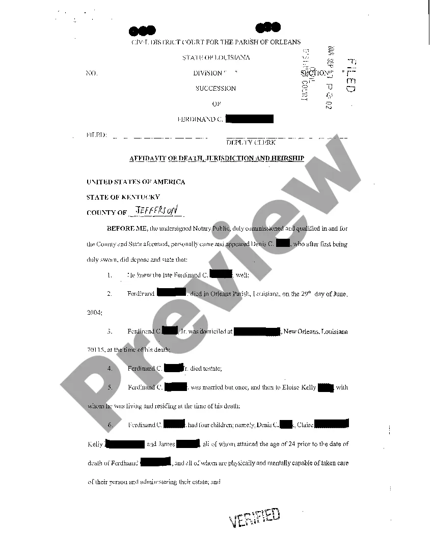 Preview Petition For Probate Of Olographic Testament, And For Possession