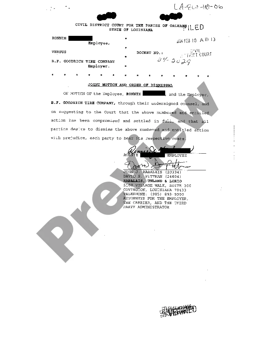 Preview A06 Joint Motion And Order Of Dismissal