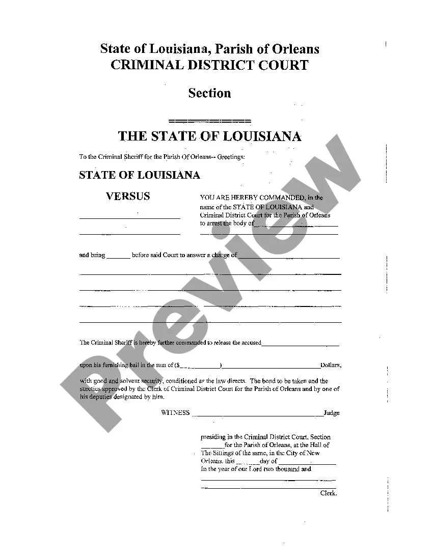 Preview Order to Arrest Defendant