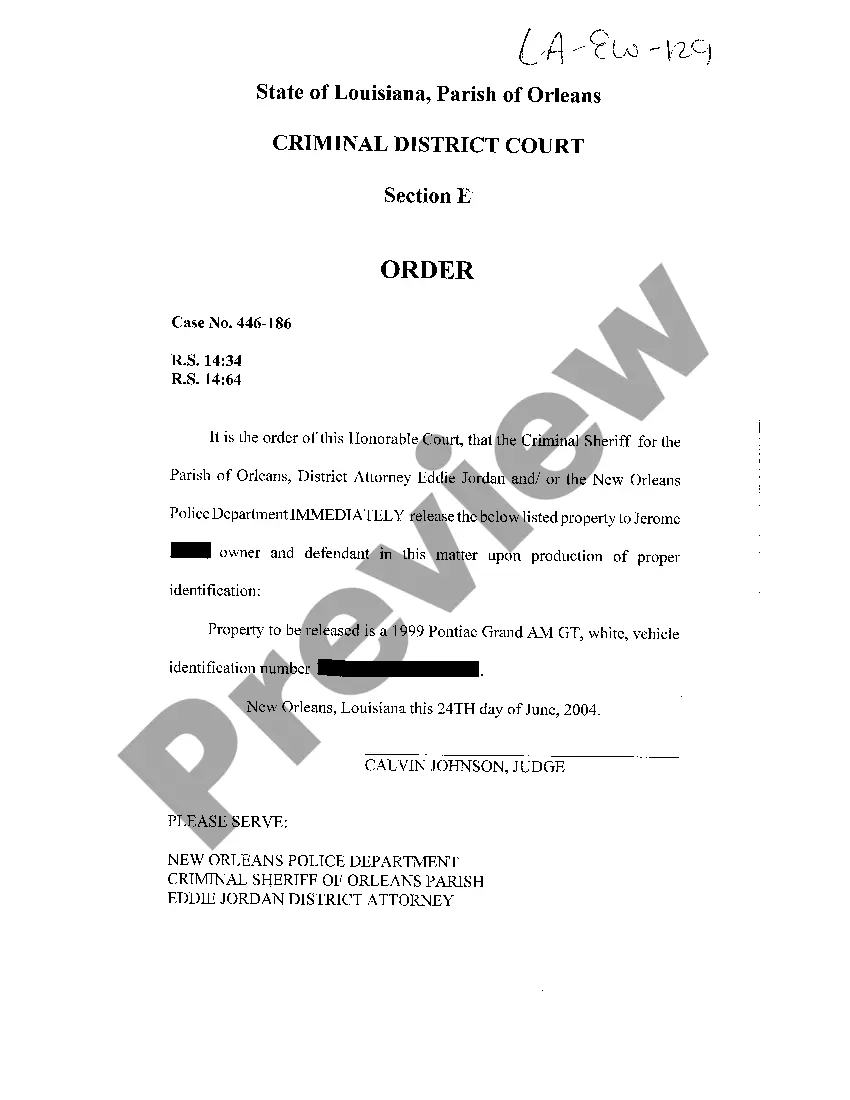 Preview Sample Order to Release Property