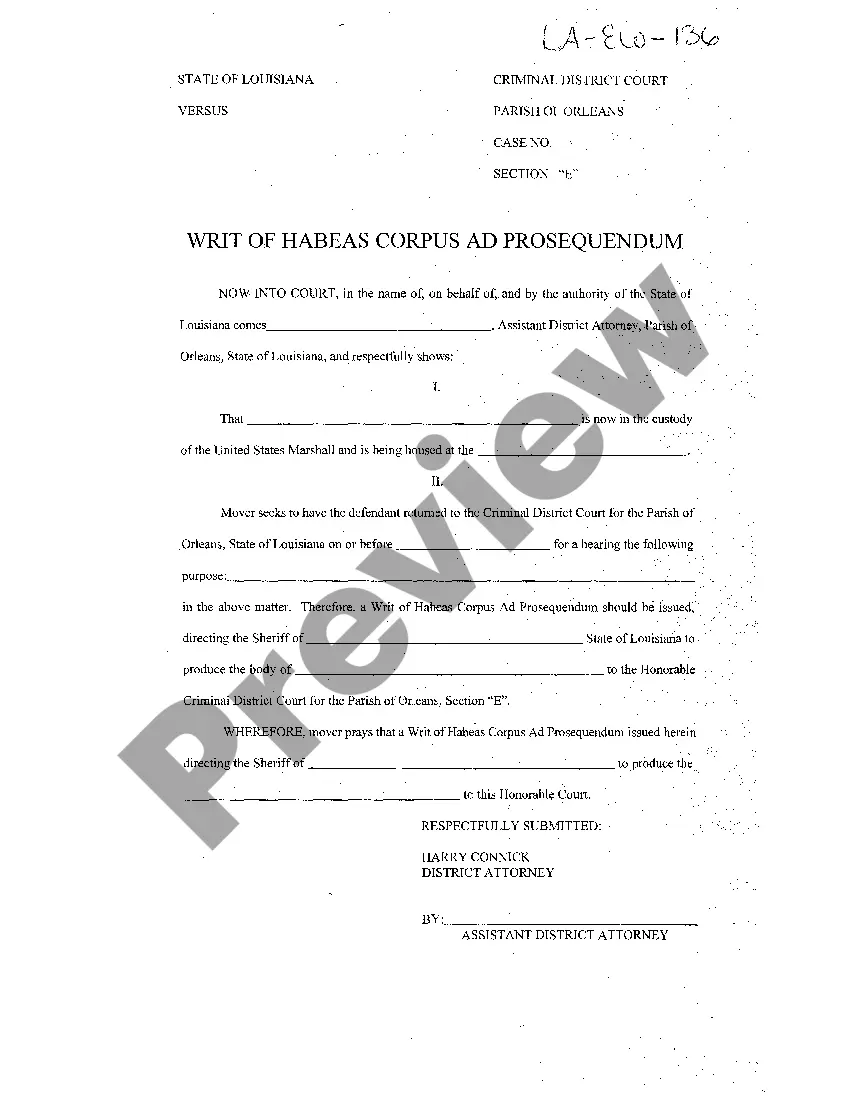 Preview Writ Of Habeas Corpus Ad Prosequendum