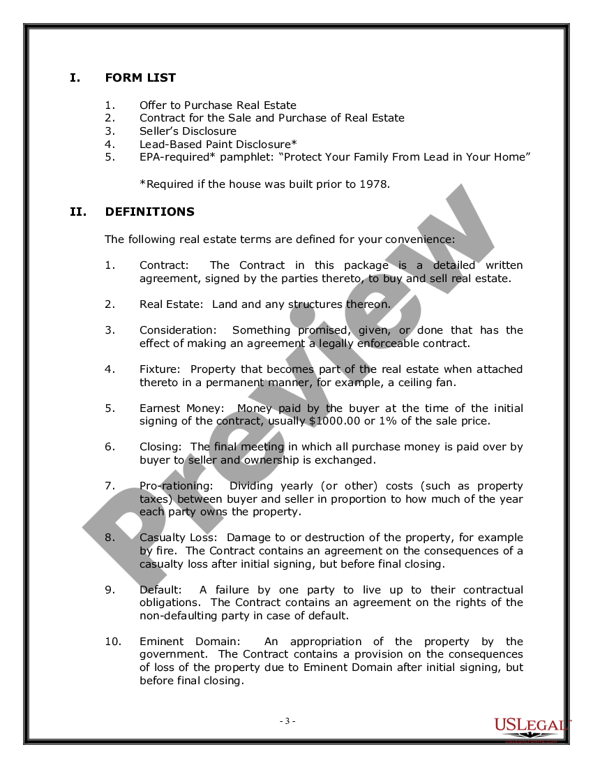 page 2 Real Estate Home Sales Package with Offer to Purchase, Contract of Sale, Disclosure Statements and more for Residential House preview