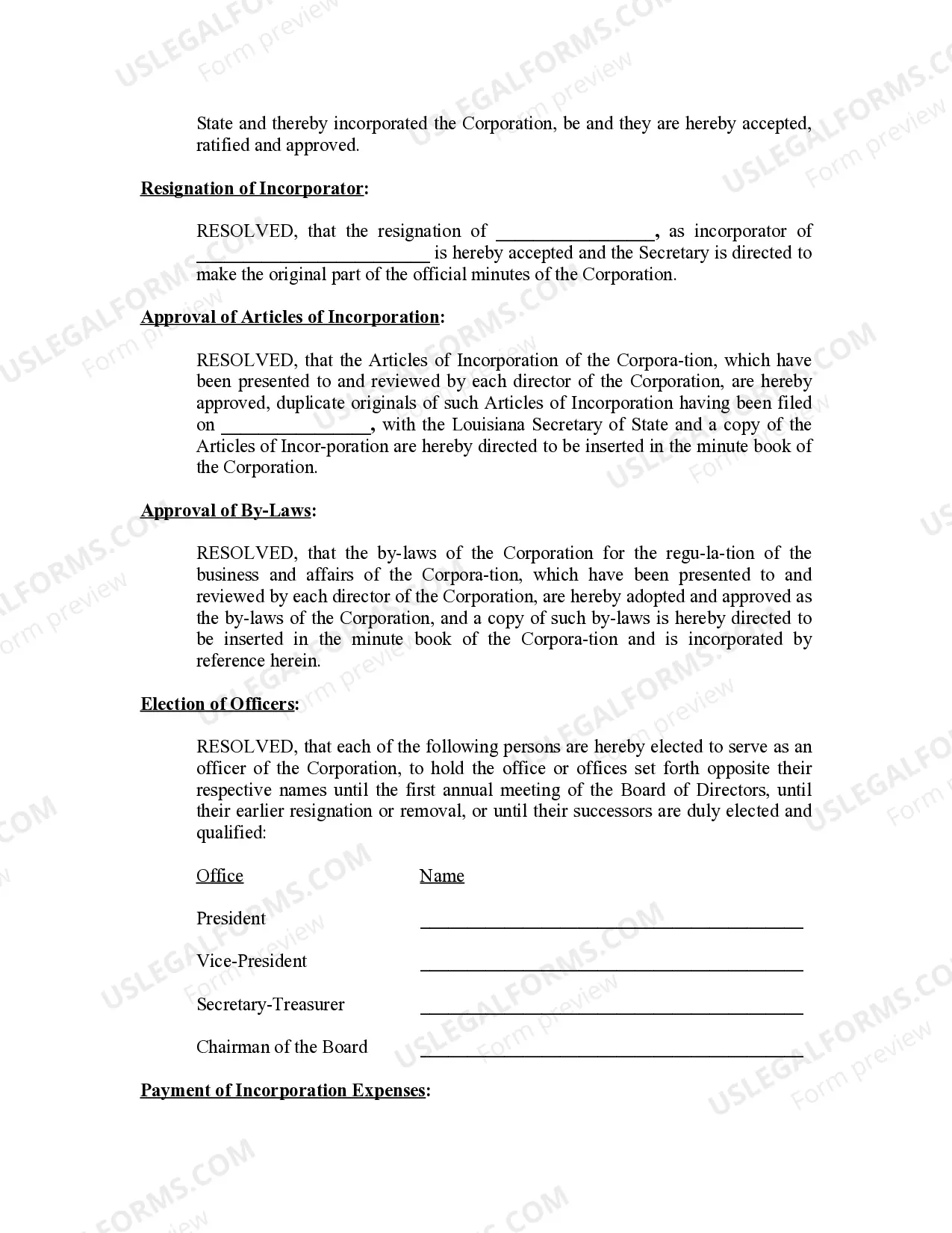 Preview Minutes for Organizational Meeting