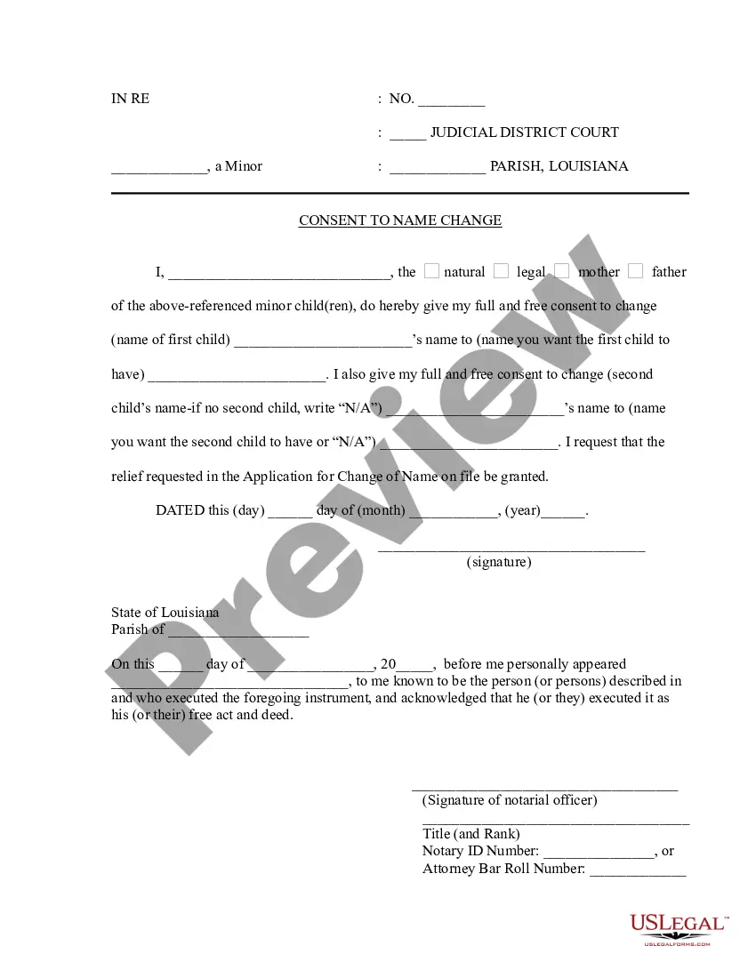 Preview Consent to Name Change for Family
