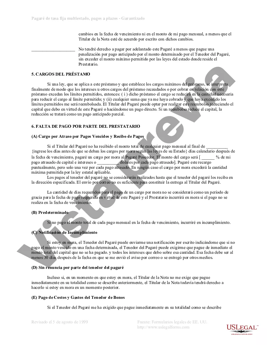 Preview Cuotas de Luisiana Pagaré de Tasa Fija Garantizado por Bienes Personales