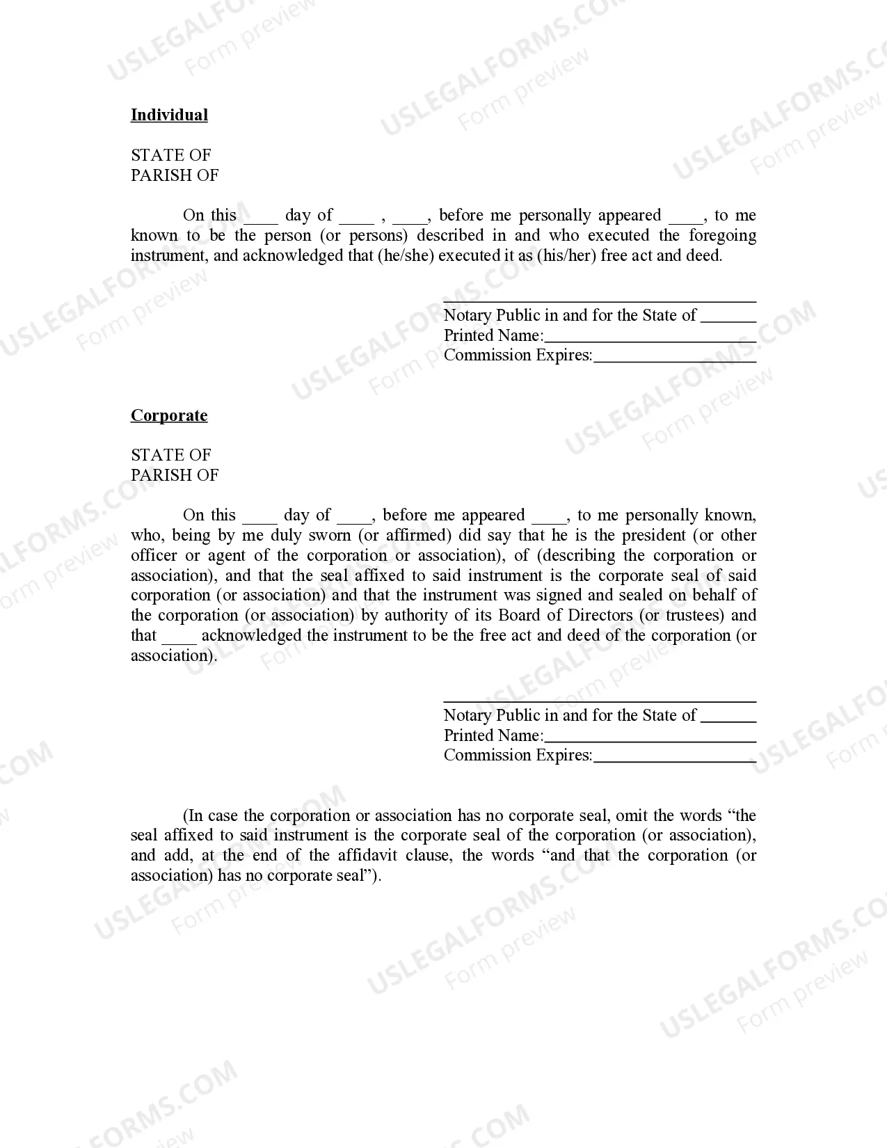 Preview Louisiana Oil and Gas Acknowledgment