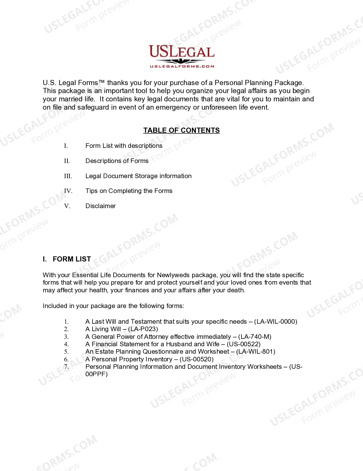 Preview Louisiana Essential Legal Life Documents for Newlyweds