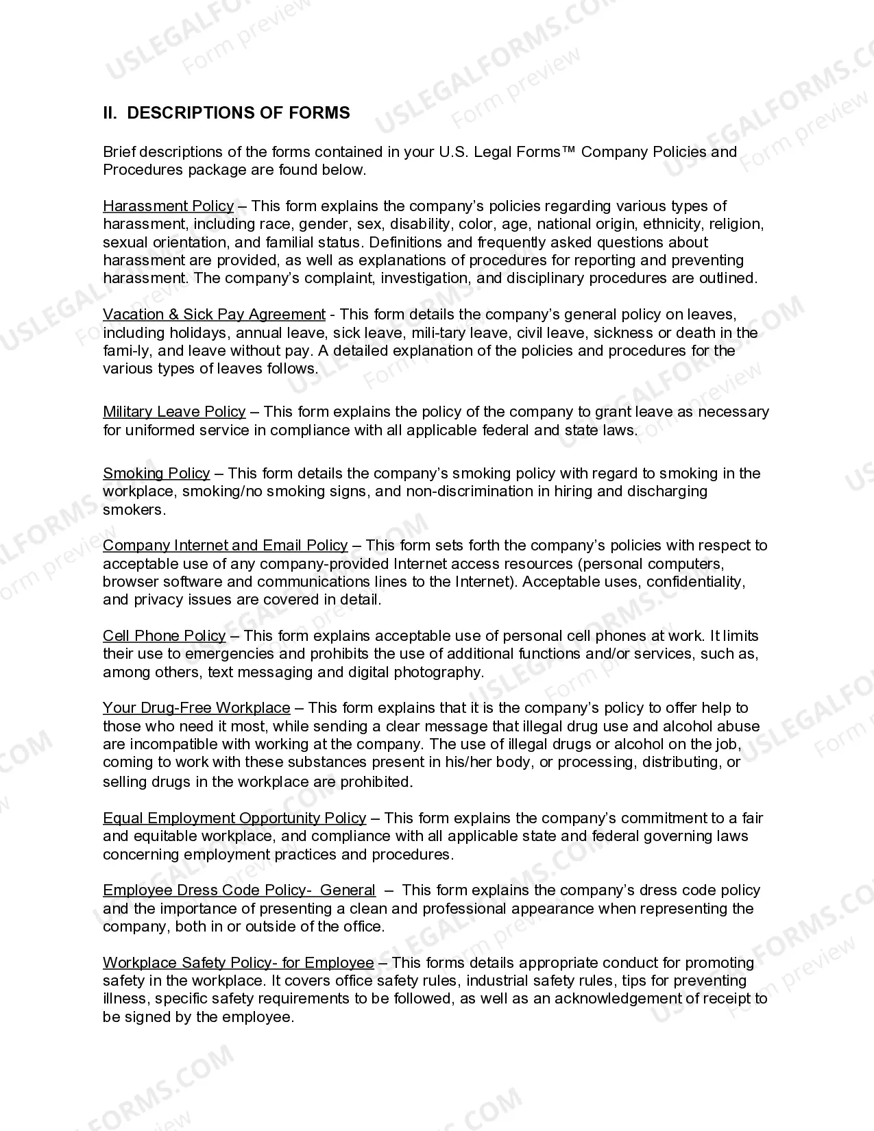 Preview Louisiana Company Employment Policies and Procedures Package